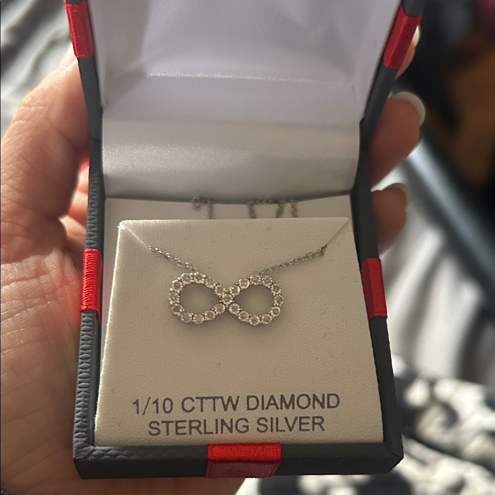 Sterling Silver Infinity Necklace with Diamonds